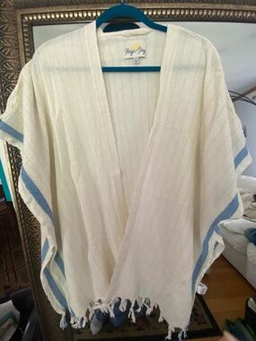 RAYS for DAYS BEACH cover up  WITH LIGHT BLUE STRIPES ONE SIZE